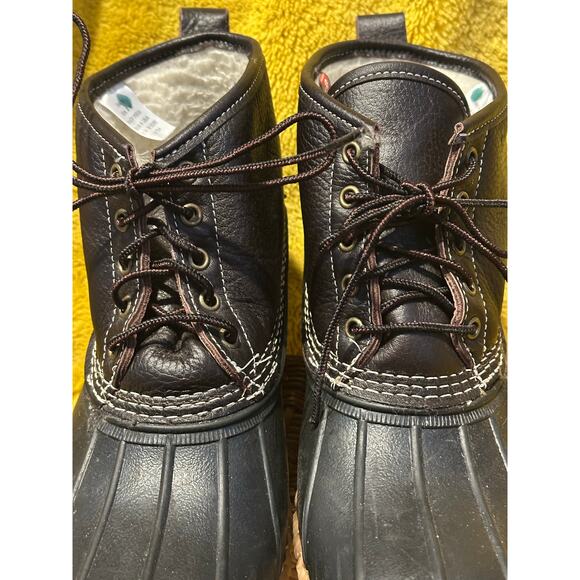 LL Bean Mens Dark Brown Leather Hunting Shoe Duck Boots 9M Vintage Outdoors rain - Picture 9 of 11